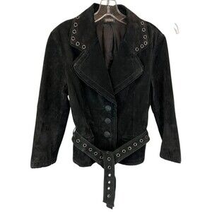 Sinequanone Y2K Black Genuine Suede Grommet Jacket Women's  Size T40 = US S  Mob